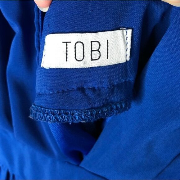 TOBI Sapphire Blue Low  Cut Long-Sleeve Dress Size Small - Picture 5 of 6